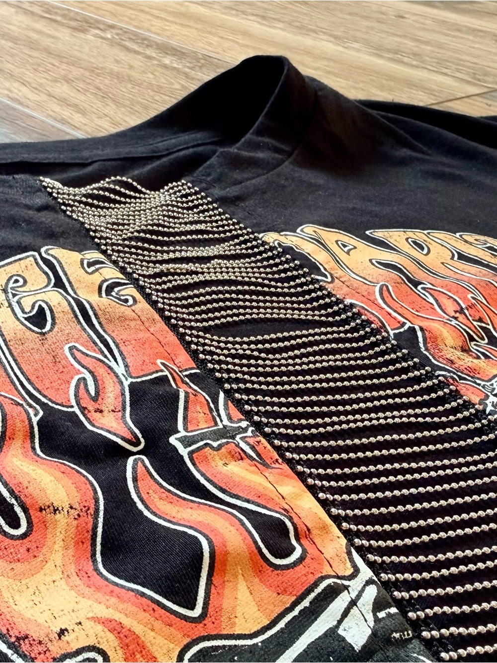Organic Generation - NWT Rhinestone Chain Biker Crop Tee - XL